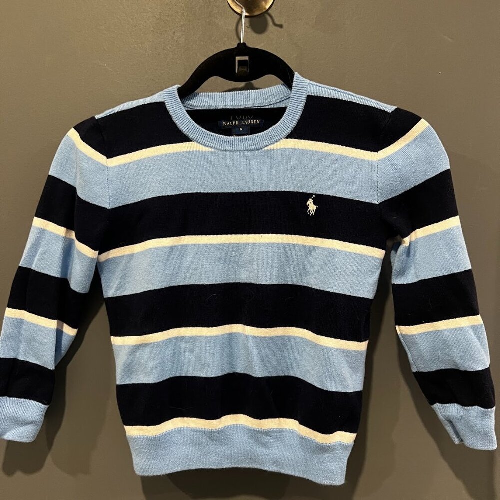 Polo Ralph Lauren Boys Striped Sweater Size 6 | Blue & Navy